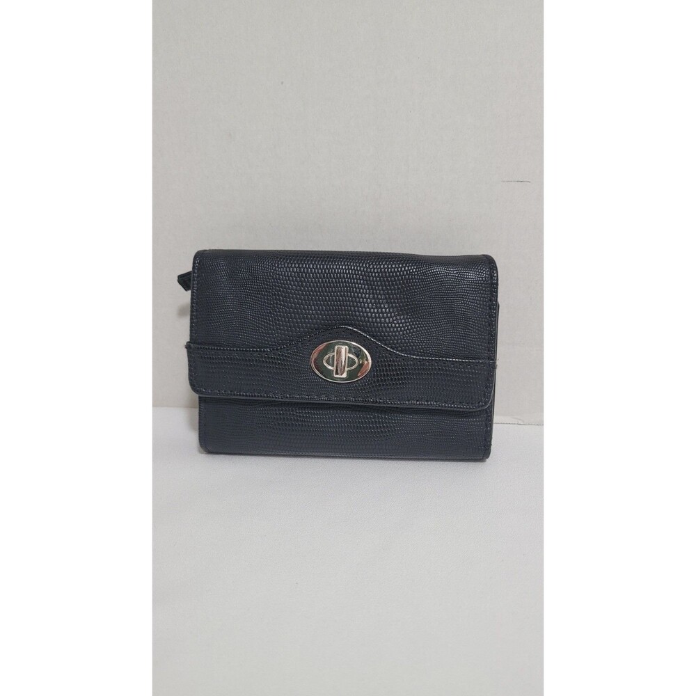 Mundi Black Tri-Fold Women's Wallet RFID Blocking Credit Card Turn Lock Reptile